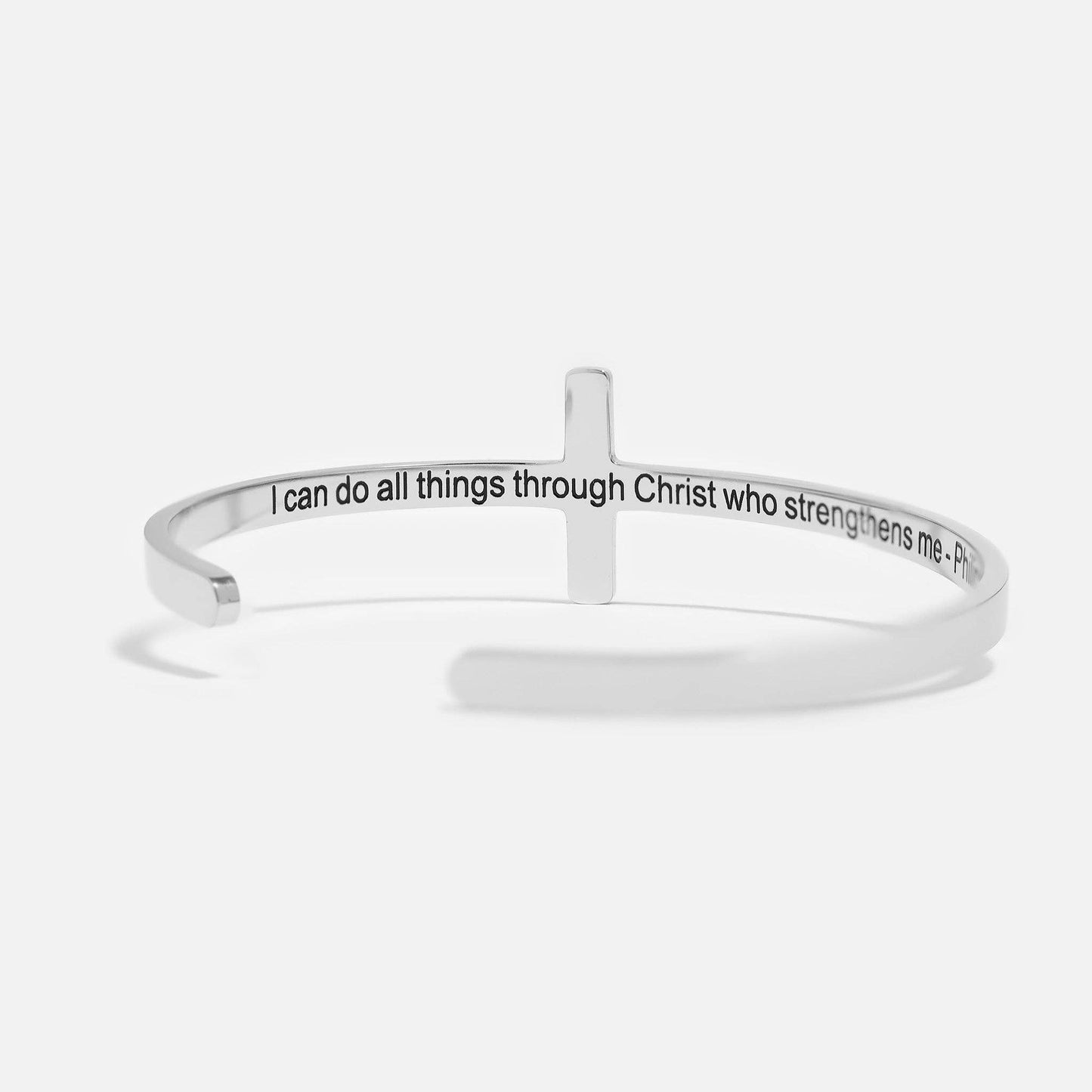 Stainless Steel Cross Cuff Bracelet with Philippians 4:13