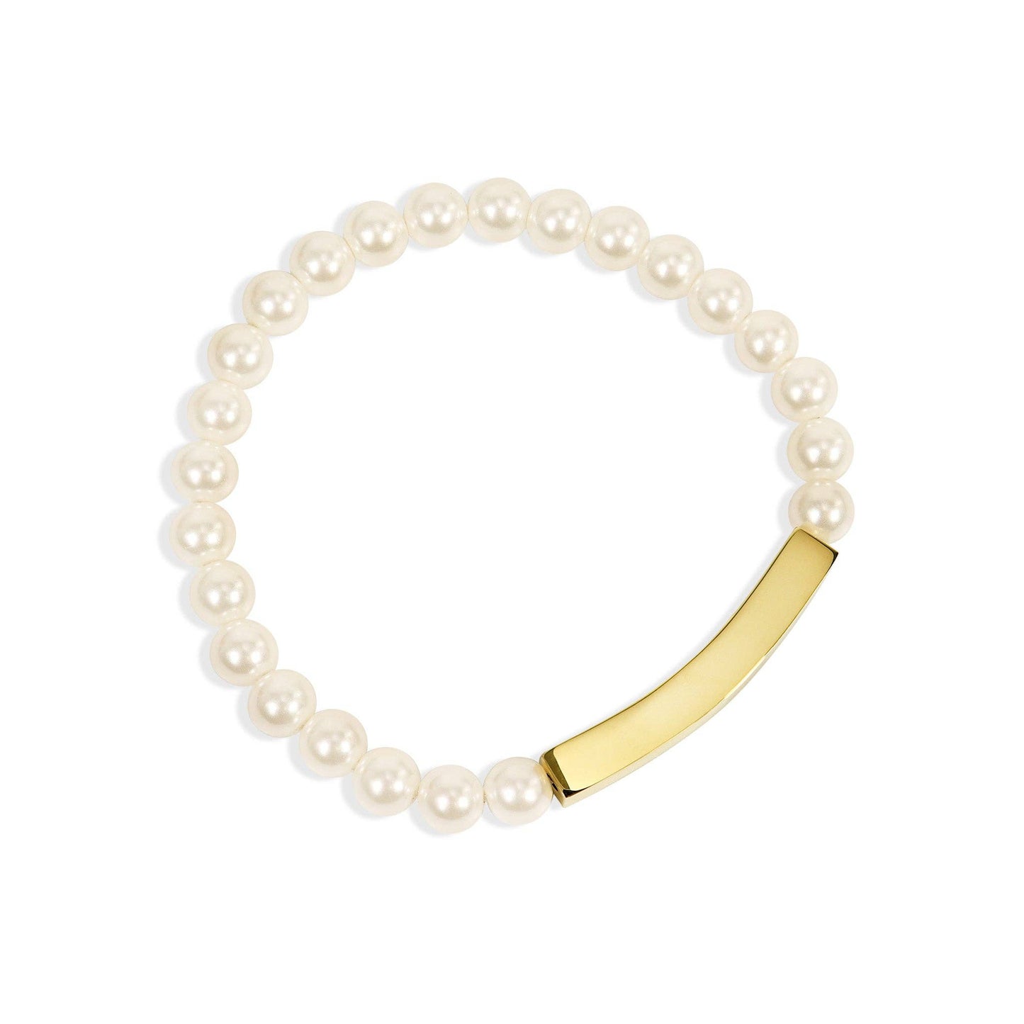 Pearl Engravable Stretch Curved Bar Bracelet