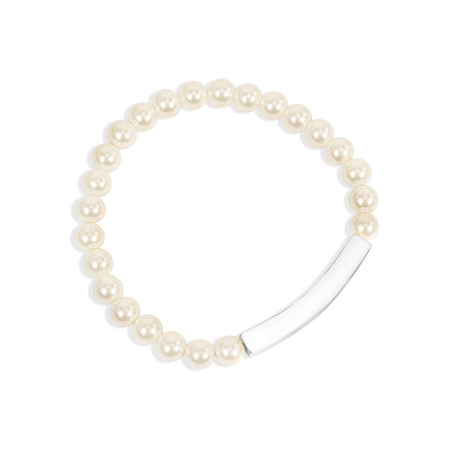 Pearl Engravable Stretch Curved Bar Bracelet