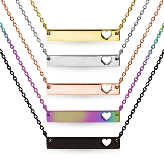 Cutout Heart Bar Necklace